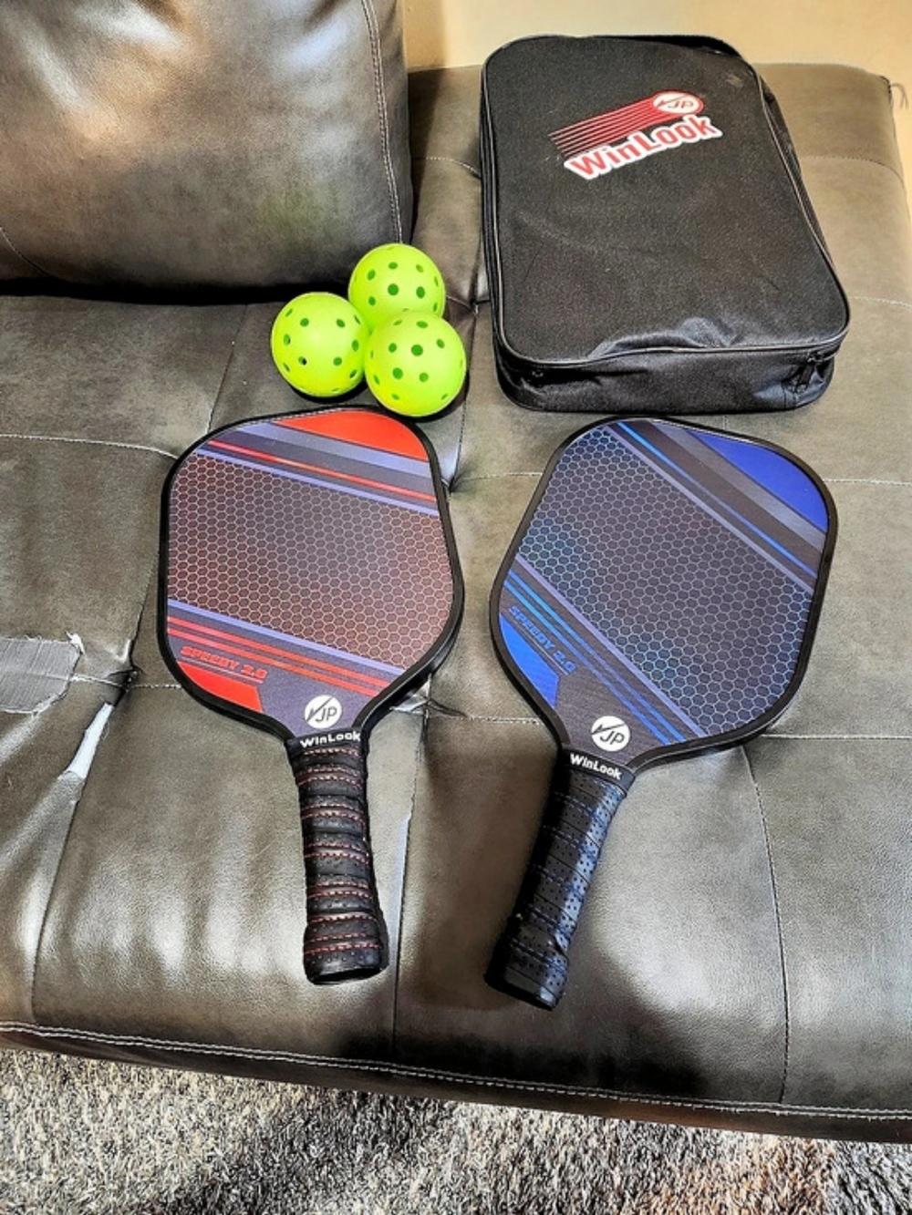 WinkLook Pickleball Paddle Set in Black & Blue